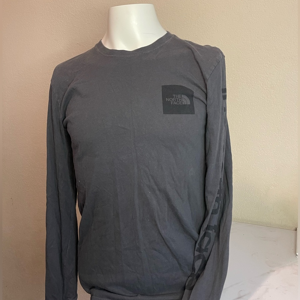 The North Face Gray Long Sleeve Tee with Logo